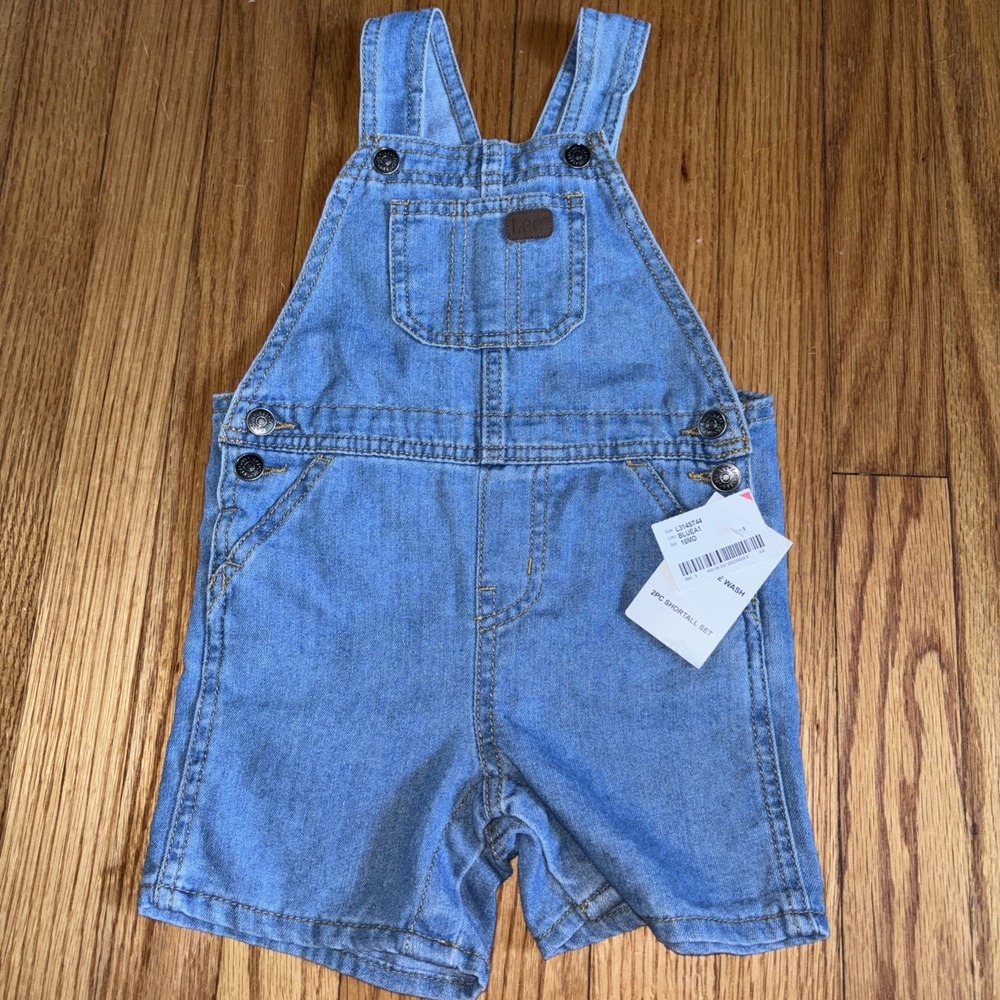 Lee Denim Shortalls Kids 18m Soft Denim‎ Overalls Made in USA Vintage NWT